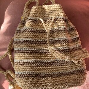 Liz Claiborne Handcrafted Tan and Brown Crochet Bag